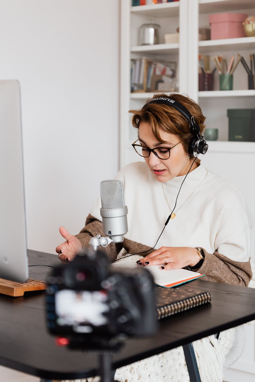 professional book narrator reading story and recording video