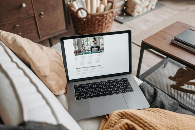 a laptop on a couch